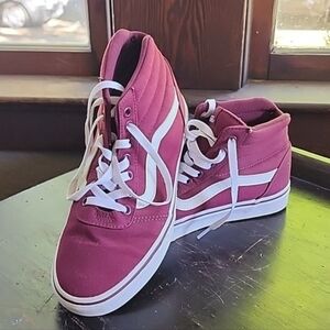 Vans Maroon and White Sneakers Classic Style